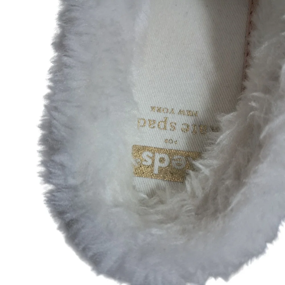 Kate Spade Keds Shoes Womens 8 Rose Gold Glitter Kickstart Mule Faux Fur Sneaker